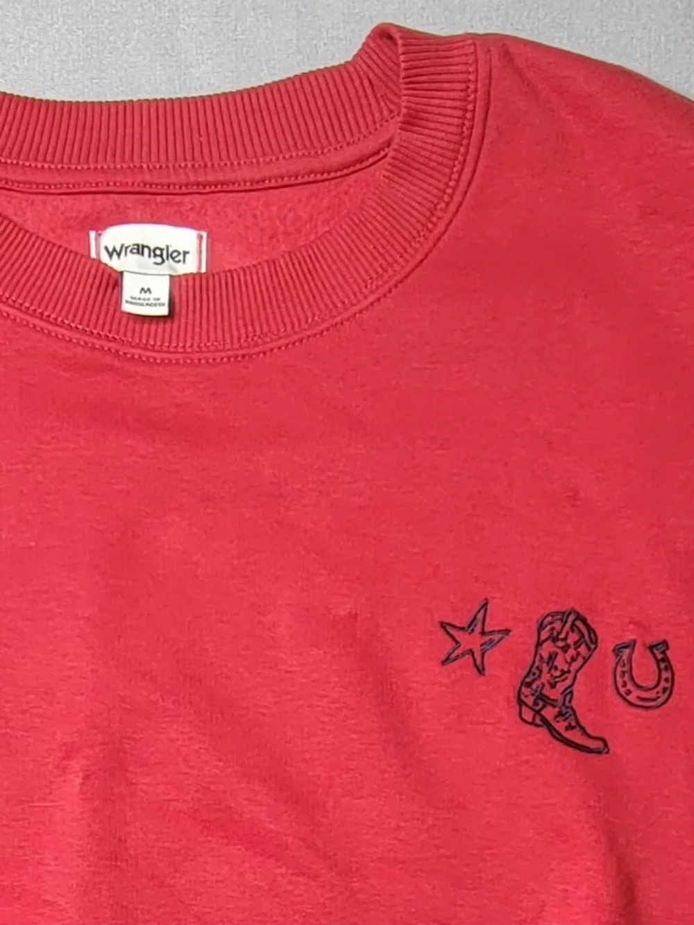 Wrangler Red Crewneck Sweatshirt with Western Embroidery - Picture 4 of 12